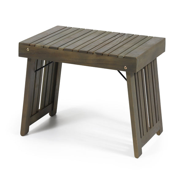 English Elm Christopher Knight Home® - KYOTO SIDE TABLE Foldable Slat-Top Wood Accent Table with Classic Leg Frame, Compact 21.5" W Grey 69317.00GRY
