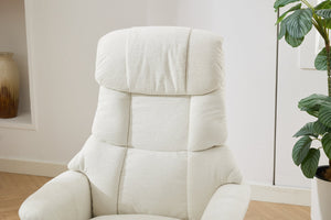English Elm 010-Ergonomic Recliner Chair with Ottoman — 360° Swivel Lounge, Chenille Comfort, Heated Seat, Massage, Adjustable Backrest White W2636P262424