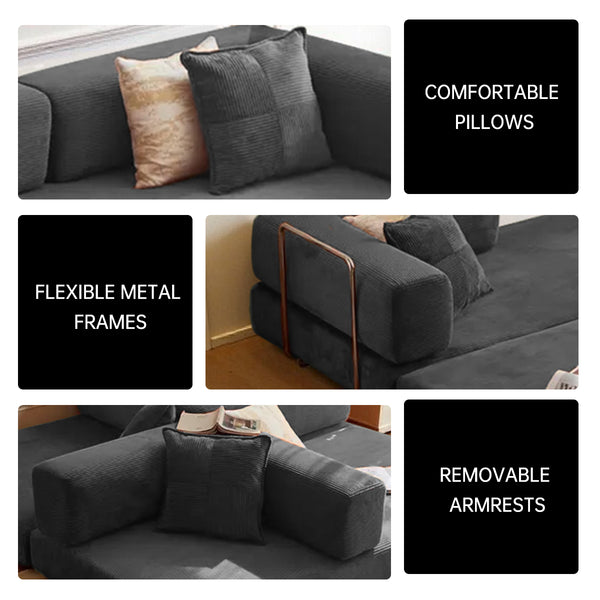 English Elm 2-In-1 Convertible Modular Sofa Bed With Memory Foam - Effortless Setup, Space-Saving Comfort For Any Room W3653P355616