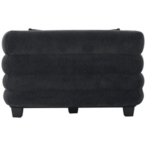 English Elm Oversized Chenille Chaise Lounge Deep Seat Sculptural Armrests Modern Living Room Retreat Black N763P326441B