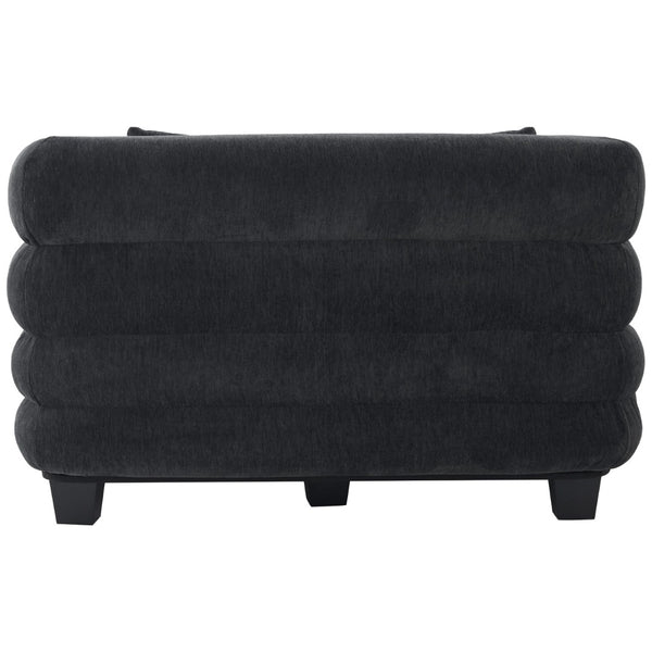 English Elm Oversized Chenille Chaise Lounge Deep Seat Sculptural Armrests Modern Living Room Retreat Black N763P326441B