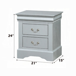 English Elm 1pc Classic Two-Drawer Nightstand with Brushed Nickel Pulls — Compact Wooden Bedside Storage, No Assembly Required Silver 18.5 L x 23.5 W x 27 H B2741P322606