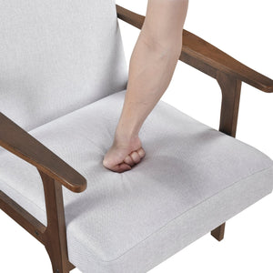 English Elm Modern Mid-Century Accent Chair Walnut Frame with Textured Linen Upholstery and Cushioned Seat Comfortfulness Gray 26.5 L x 23.5 W x 10 H B011P308031