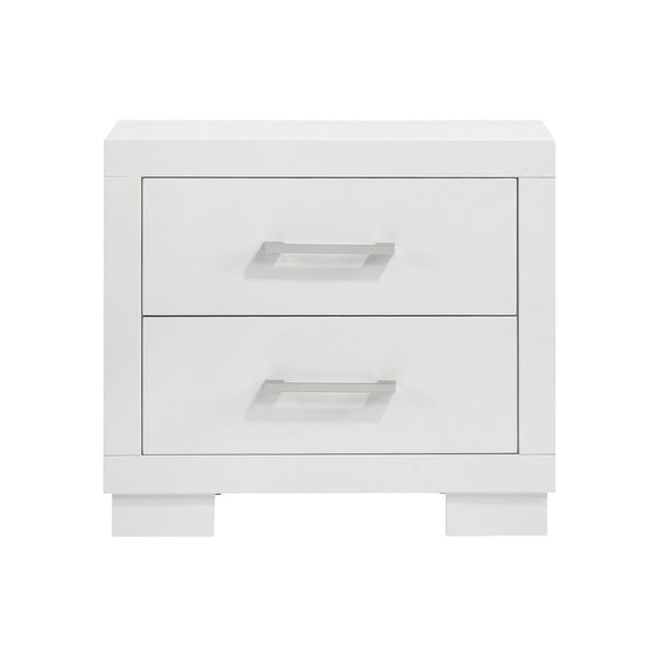 English Elm 2 Drawer MDF Nightstand with Felt-Lined Interiors, Silver Bar Pulls, Rich Wood Finish for Bedrooms Cream White B016P254531