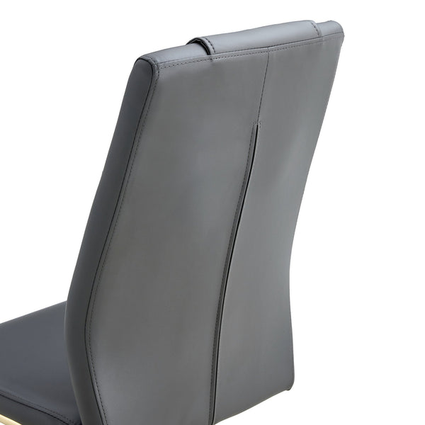 English Elm Modern Gray PU Dining Chair with Gold Arched Legs — Comfortable High-Density Sponge Seat, Easy Assemble W1512P389340