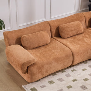 English Elm Modular Chenille Deep Seat Sectional Sofa with Bamboo Frame for Living Room Lounge Orange W1829S00070