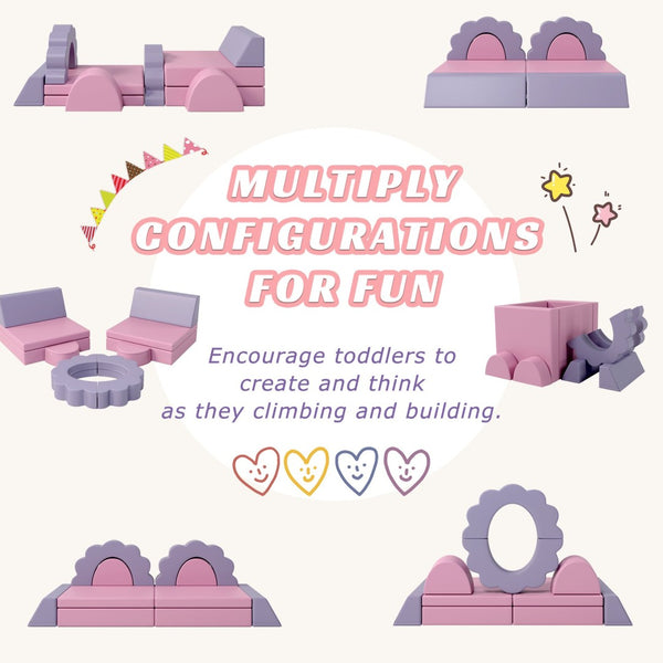 English Elm 10pcs Modular Foam Climbing Play Set Toddler Crawl Sofa Blocks with Pu Leather Cover N739P170354A