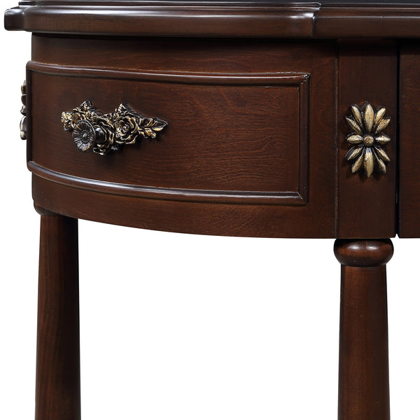 English Elm Retro Curved Wood Console Table 52" Half Moon Entry Table with Solid Pine Frame, 2 Drawers & Shelf, Distressed Finish, Easy Assembly Espresso W1202P178622