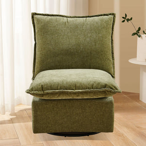 English Elm Detachable Chenille Swivel Rocking Chair with Ergonomic Curved Back, Metal Legs, Plush Comfort Green W1164P190849