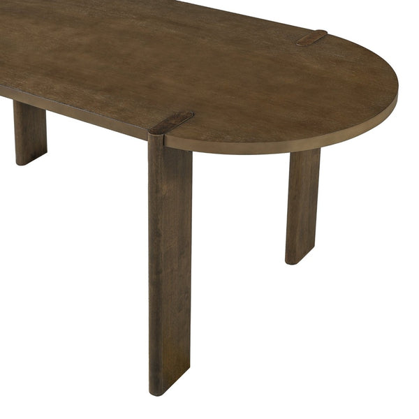 English Elm 7 Piece Oval Rubberwood Dining Set Seats Six with Upholstered Gray Farmhouse Chairs N762P396360D_N762P288935E6