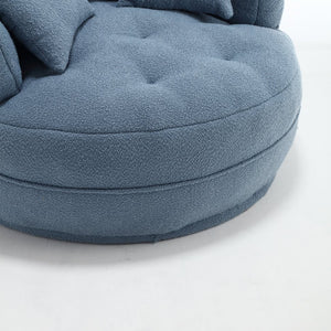 English Elm COOLMORE Chenille Sponge circular sleeper chair with removable washable cover, plush pillows & space-saving design Light Blue W1539P312253