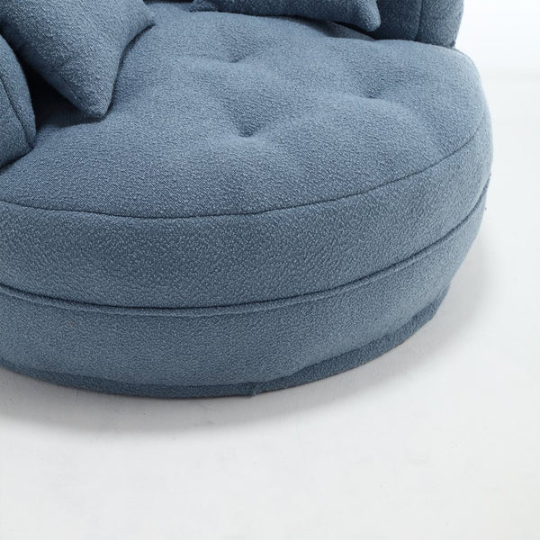 English Elm COOLMORE Chenille Sponge circular sleeper chair with removable washable cover, plush pillows & space-saving design Light Blue W1539P312253