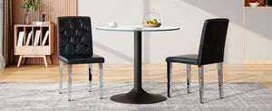 English Elm 4-piece Brown Suede Dining Chair Set with Tufted Back and Walnut Metal Legs Black+Silver W1151P361160