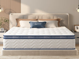 English Elm King Size Mattress - 12 Inch Hybrid Design With Pocketed Coils, Medium Firm, Hypoallergenic Comfort W2889P335717