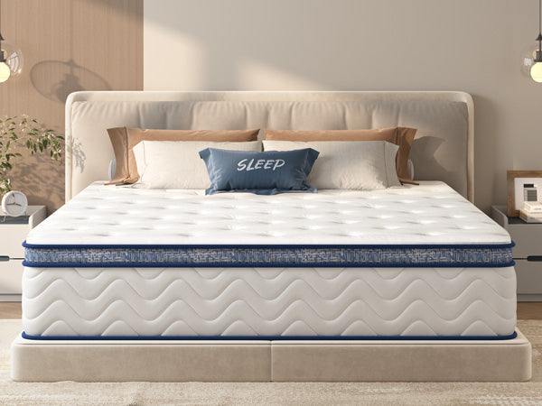 English Elm King Size Mattress - 12 Inch Hybrid Design With Pocketed Coils, Medium Firm, Hypoallergenic Comfort W2889P335717