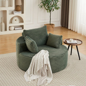 English Elm 50"l Corduroy Oversized Sleeper Chair with Neck Pillow Support for Lounge or Bedroom Green W834P405866