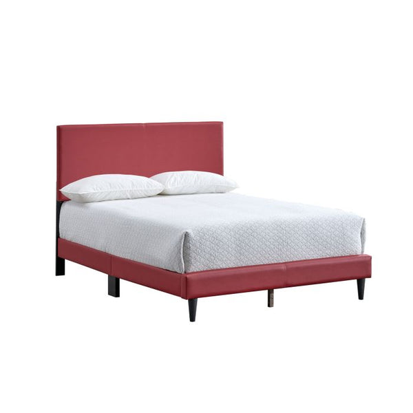 English Elm Baron Full Bed Frame with Faux Leather Upholstery, Slat Support, Adjustable Headboard Height, Fits 7–13" Red 26.37 L x 60.39 W x 7.28 H B078P380174