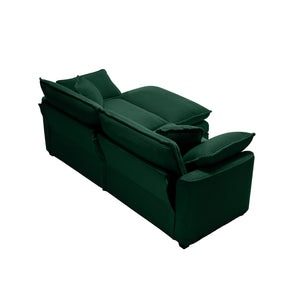 English Elm Corduroy Two-Seater Sofa With Ottoman - Chic L-Shaped Design For Stylish, Cozy Small Spaces! W714S00810