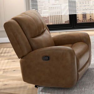 English Elm Transitional Multi-Function Glider Recliner with Channel Back, Cup Holders, Hidden Storage, Upholstered Comfort Brown 44 L x 31 W x 26 H B2741P385045
