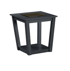 English Elm 3-piece Contemporary 3-Piece Table Set with Glass Insets, Black MDF & Wood Base, Open Shelf Storage B011P405645