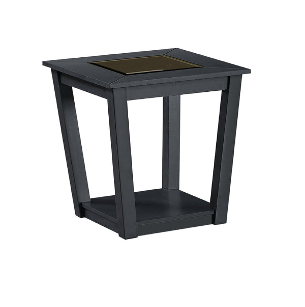 English Elm 3-piece Contemporary 3-Piece Table Set with Glass Insets, Black MDF & Wood Base, Open Shelf Storage B011P405645