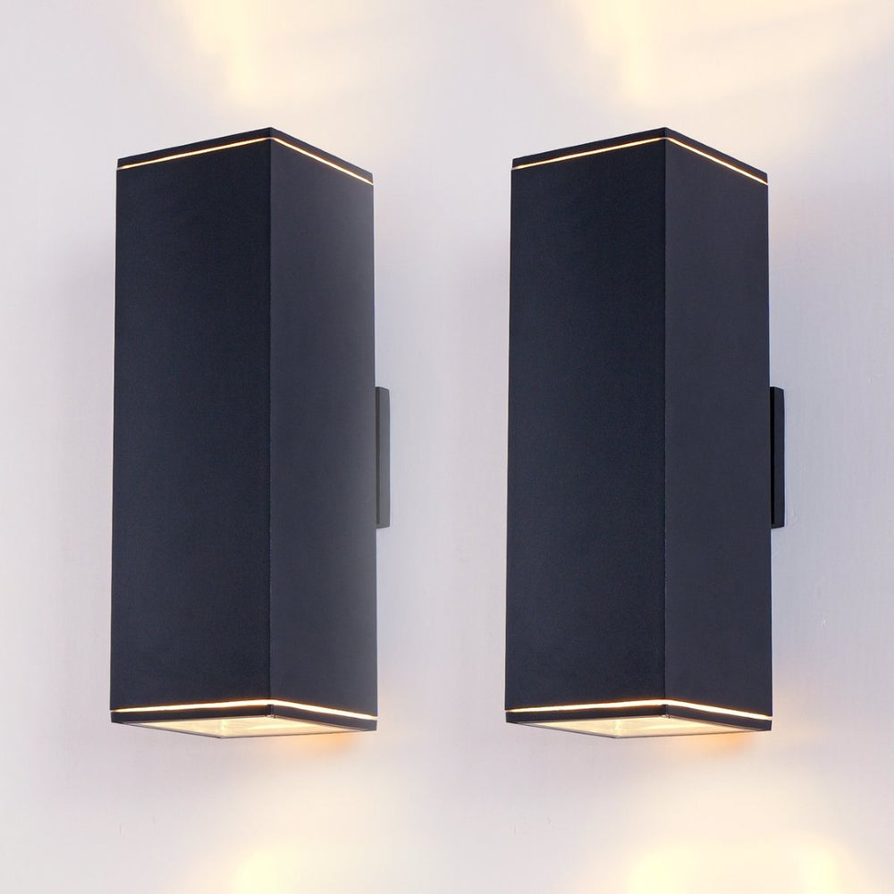 English Elm 18" Aluminum Cylinder Outdoor Wall Sconce Set of Two with up Down Porch Lighting W2312P416013