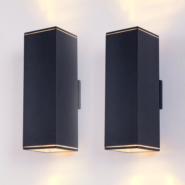 English Elm 18" Aluminum Cylinder Outdoor Wall Sconce Set of Two with up Down Porch Lighting W2312P416013