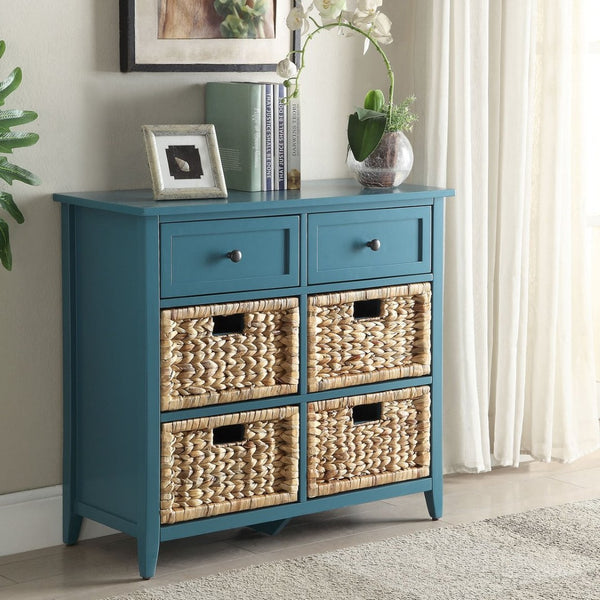 English Elm Teal Console Table With Stylish Storage Drawers – Perfect For Hallway, Entryway, Or Living Room Decor! B062P189200-GIGA