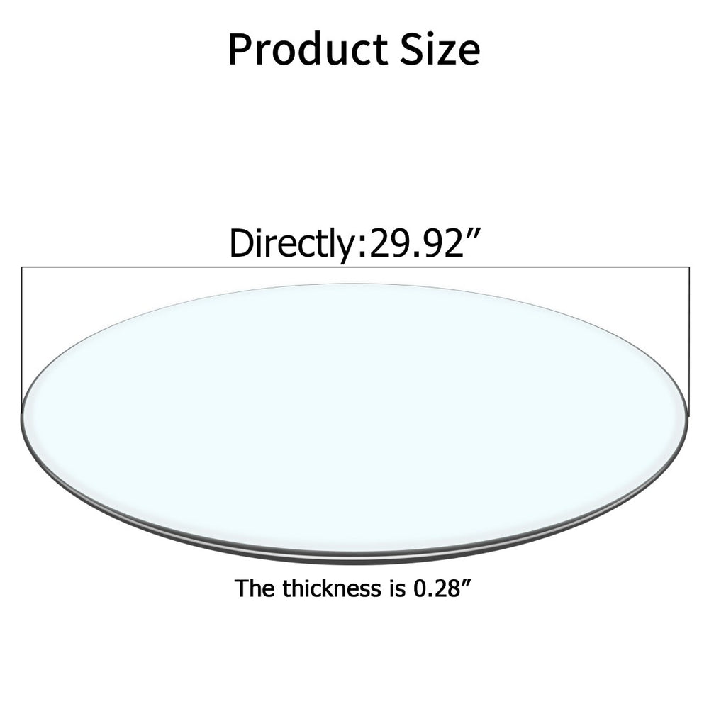 English Elm Size: 30 Inch Round Tempered Glass Table Top Clear Polished Surface for Any Base Style W115171421