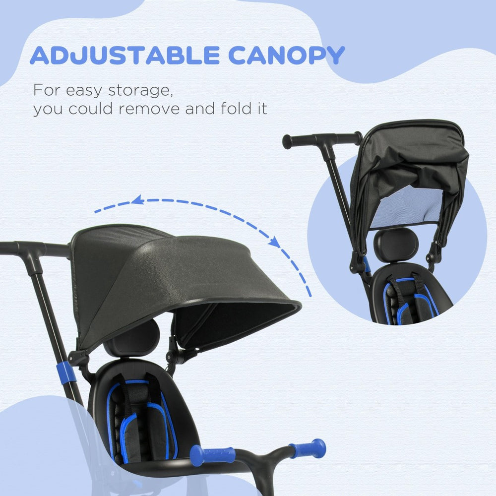 English Elm Qaba Convertible Toddler Trike Balance Bike with Canopy Adjustable Push Handle W2225P229173
