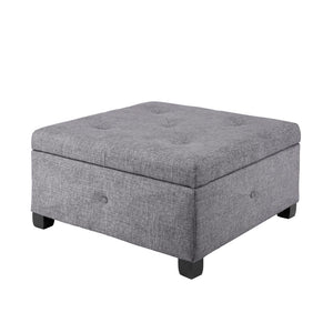 JLA Home Madison Park - Soft Storage Ottoman with Button-Tufted Top and Soft-Close Lid, Solid Wood Legs for Elegant Livingroom Charcoal FPF18-0256