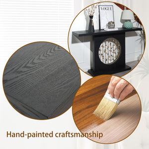 English Elm Modern Black Console Table with Gold Accent, 61.4"L Sleek Entryway Hallway Table with Floating Artful Spheres W2729P270745