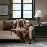 Madison Park Parker Casual Oversized Plush Down Alternative Filled Throw BASI50-0427 Brown