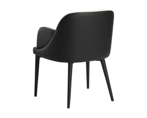 Sunpan Hagan Futuristic Dining Armchair - Stylish Modular Design in Dillon Cream & Black Faux Leather