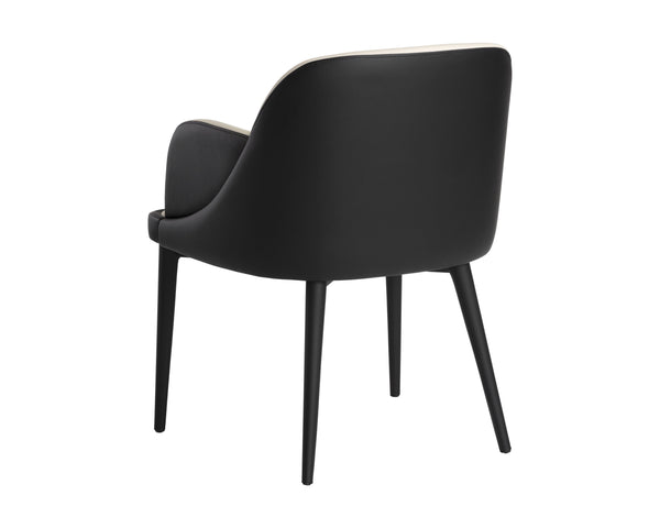 Sunpan Hagan Futuristic Dining Armchair - Stylish Modular Design in Dillon Cream & Black Faux Leather