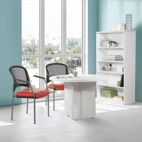 OSP Home Furnishings Progrid Mesh Back Stackable Chair with Titanium Frame for Conference Rooms Lipstick 86710R-R100
