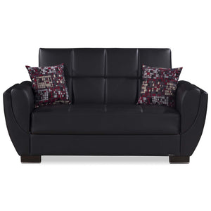 English Elm PrimeNest NimbusFlow Convertible Upholstered Loveseat with Storage, Chenille Comfort, Space-Smart Design Black PU B030P281743