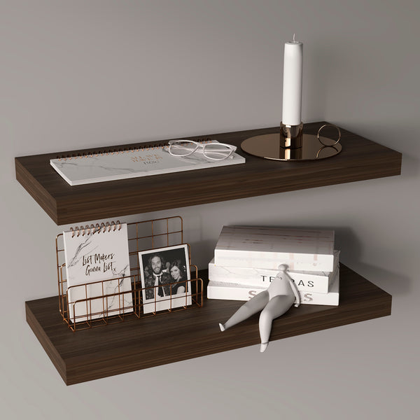 English Elm Floating Shelves, Dark Oak, Modern Minimalist Design For Stylish Wall Storage & Decor Display B097P369454