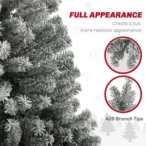 English Elm Homcom 6 Ft Snow-Flocked Pencil Christmas Tree With 170 Dual-Color Led Lights & Metal Stand W2225P249681