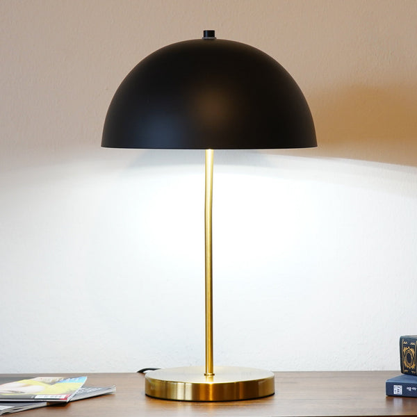 English Elm Ashcroft Furniture - Modern Stratos Table Lamp Gold Base Black Outer White Inner Dome Shade Minimalist Bedside Light B183P315114