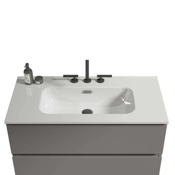 English Elm BB0936Y331, Integrated Gloss White Ceramic Basin 40.7x23x11.2 in – Seamless Durable Sink, Easy Care W1865P230032
