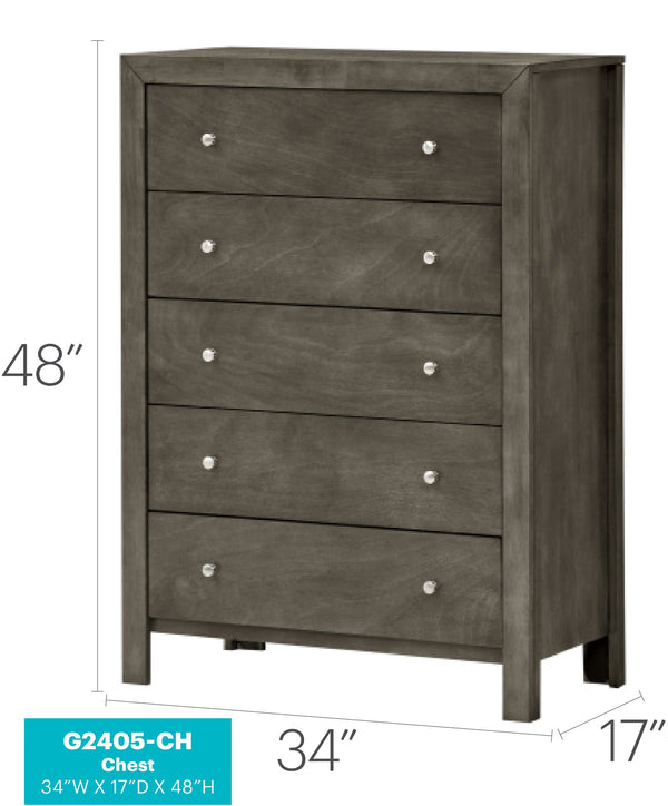 English Elm Elegant Transitional Storage Chest with Modern Finish, Durable Particleboard, No Assembly, 48"H x 34"W x 17"D Gray 37 L x 60 W x 19 H B078108126