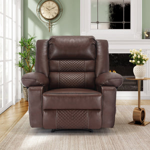 English Elm Breathable Leather Massage Recliner with 8-Point Massage, Heated Lumbar, 4-Zone Relief & Pockets Brown W1403P156677