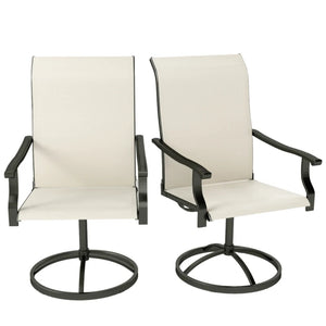 English Elm High Back Swivel Outdoor Patio Chairs with Breathable Mesh and Powder Coated Steel Frame T3971P444463