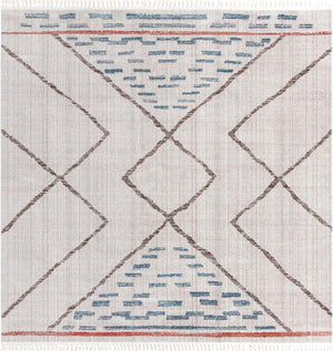 Unique Loom Aramis Kavi Machine Made Tribal Rug Ivory, Blue/Brown/Light Blue/Terracotta/Gray 12' 0" x 12' 2"