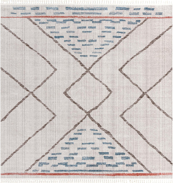 Unique Loom Aramis Kavi Machine Made Tribal Rug Ivory, Blue/Brown/Light Blue/Terracotta/Gray 12' 0" x 12' 2"