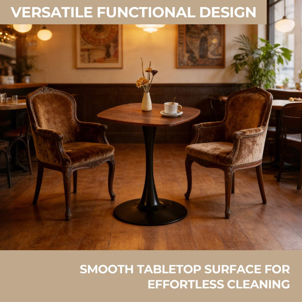English Elm 23.62 Inch Round Pedestal Dining Table Oak Finish Compact Contemporary Accent W3766P397278