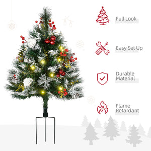 English Elm Homcom 2-Pack 30" Pre-Lit Outdoor Christmas Trees With Warm White Leds, Berries & Pine Cones For Entryways W2225P229121