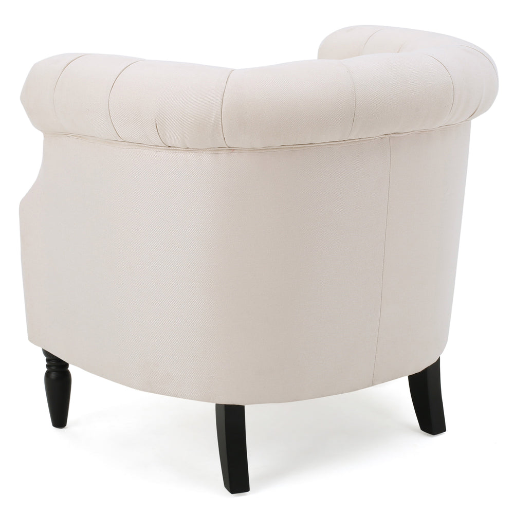 English Elm Christopher Knight Home® - Akira Tufted Club Chair Beige Fabric with Studded Arms, High Back Comfort, Elegant Throne Appeal 59259.00FBEI