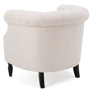 English Elm Christopher Knight Home® - Akira Tufted Club Chair Beige Fabric with Studded Arms, High Back Comfort, Elegant Throne Appeal 59259.00FBEI